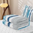 thumbnail image 5 of Erosebridal Abstract Brush Stripe Zipper Twin Comforter Sets with Fitted Sheet and 2 Pillowcases,Navy Sky Blue Paint Pattern Zipper Bedding Set For Girls,Reversible,4pcs, 5 of 7