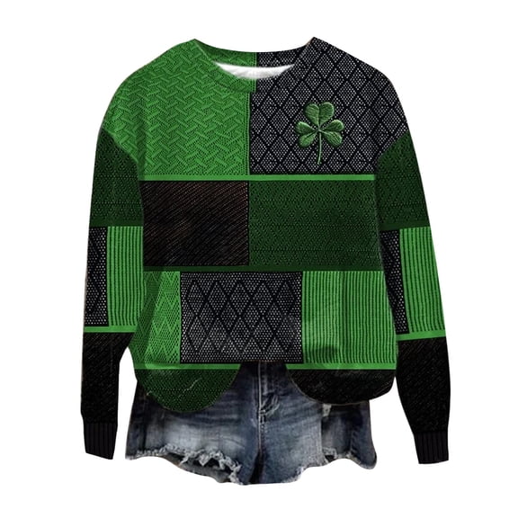 Women's T-Shirts Oversized Striped Retro Print Long Sleeve Sweatshirt Graphic T-Shirt Black L