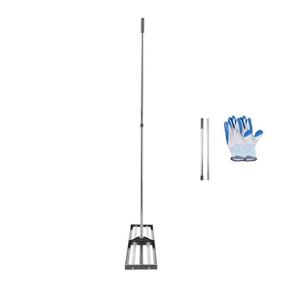 KFFKFF Grass Flattening Rake, Grass Equalizer with 83.9 in Modifiable Grip, 48x10 in Earth Panel, Durable & Anti-Corrosion Metal Ground Equalizer, Labor Reducing Grass Flattening Instrument