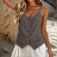 thumbnail image 3 of cocolona Womens Summer Camisole Linen Tank Tops V Neck Sleeveless Button Shirts Trendy Casual Adjustable Strap Solid Color Blouses, 3 of 6