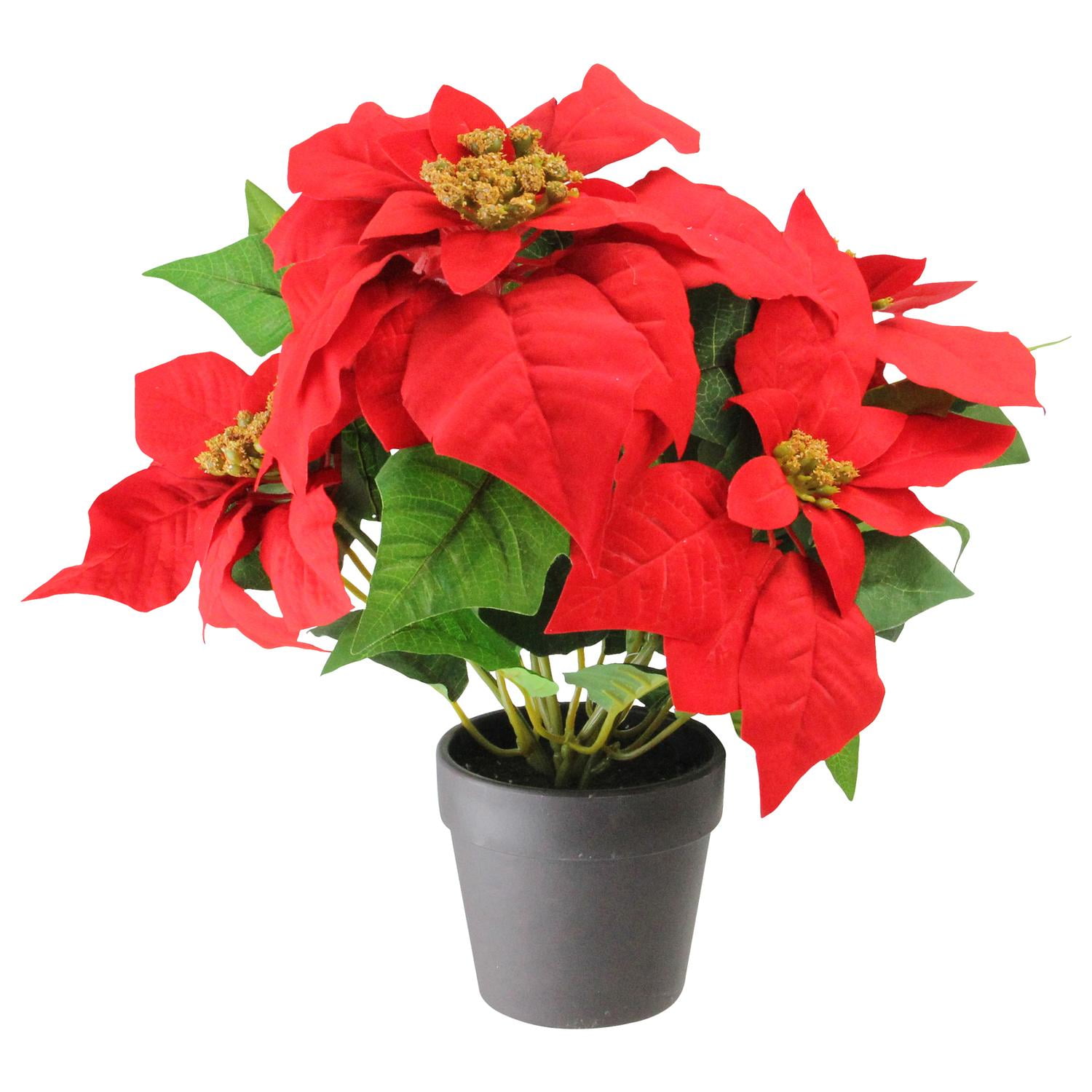 13.5' Artificial Poinsettia Flower in Coffee Vase