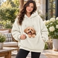thumbnail image 4 of laqbezok Pet Pouch Hoodie, Cozy Cuddle Hoodie with Kangaroo Pocket for Small Pets, Oversized Fleece Pet Carrier Sweatshirt for Cats and Small Dogs, Beige L, 4 of 4
