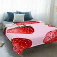 thumbnail image 4 of Red Pink Strawberry Blanket Soft Cozy Warm Throw Blanket for Couch, Plush Fuzzy Flannel Fleece Blankets for Sofa, Spring Summer Botanical Watercolor Bed Blankets Lightweight Gifts for Women, 40"x50", 4 of 9