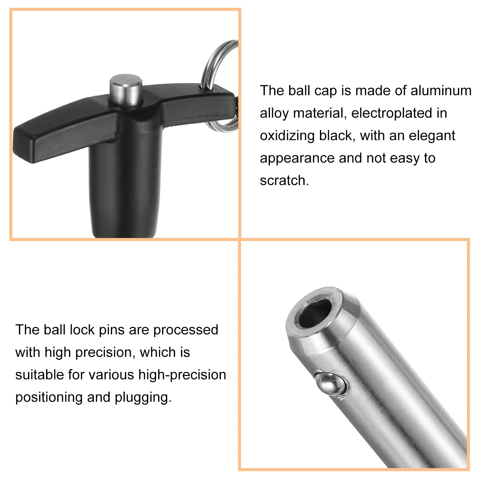 Uxcell 4Pack T Handle Lock Pins, 10mm x 10mm Usage Length Stainless Steel Push-Button Quick Release Pin