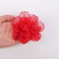 thumbnail image 1 of Nvzi 10 flores de organza de 8,9 cm (3,54"), de hilo transparente con centro para manualidades, apliques, sombreros de tela, decoración de bodas y fiestas, color rojo, 1 of 5