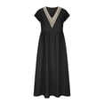 thumbnail image 4 of XuJwPNcy Summer Dresses for Women Short Sleeve Lace V Neck Midi Dress Casual Loose Beach Dresses with Pockets, 4 of 6