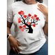 thumbnail image 1 of Camiseta de manga corta con cuello redondo y estampado de árbol y corazón para mujer, estilo informal, para el Día de San Valentín, para adultos, hombres, mujeres, adolescentes, jóvenes., 1 of 6