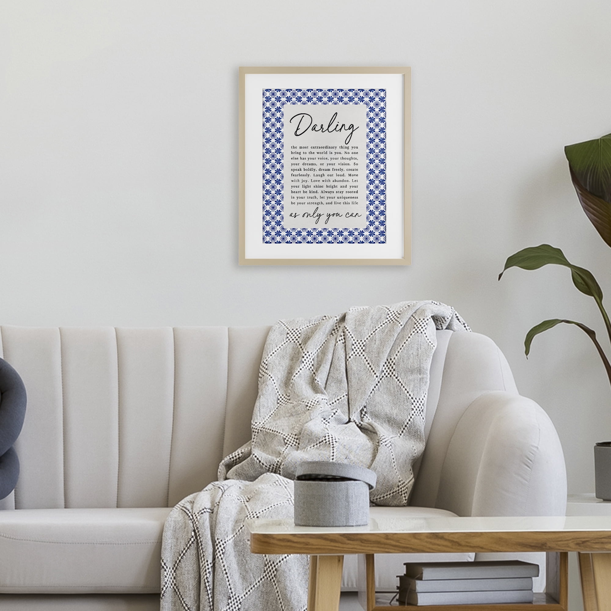 Darling Only You Can Inspiring Birch Framed Print Under Glass, design by Lettered and Lined