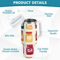 thumbnail image 2 of Yayeee 40oz Stainless Steel Tumbler with Straw and Handle Double-Wall Insulated Travel Water Bottle, Colorful Jam, 2 of 8