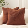 thumbnail image 1 of wonima01 Set of 2 Decorative Terracotta Throw Pillow Covers 18x18 Inch for Couch Sofa Bed, Farmhouse Boho Rustic Home Decor,Soft Corduroy Windmill Textured Striped Patchwork Cushion Cases, 1 of 1