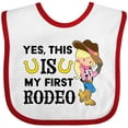 thumbnail image 3 of Inktastic Yes, This is My First Rodeo- Cowgirl in Hat and Boots Girls Baby Bib, 3 of 4
