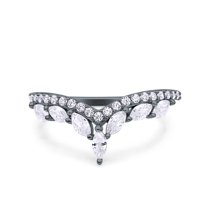 Blue Apple Jewelry Co. Black Tone, CZ Size-5 Marquise Half Eternity Women Band 925 Sterling Silver