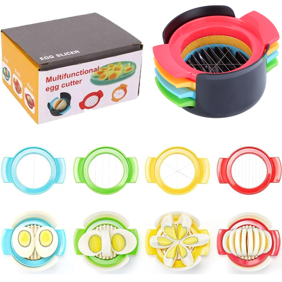 4 in 1 Egg Slicer and Dicer for Hard Boiled Eggs, Strawberries, Soft Fruit, Mushrooms - Stainless Steel Wire Multipurpose Cutter - Pink