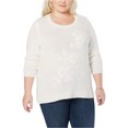 thumbnail image 1 of Style & Co. Womens Embroidered Pullover Sweater, White, Plus Size, 3X, 1 of 1