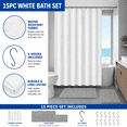 thumbnail image 2 of Mainstays 15-Piece White Textured Bathroom Set – Shower Curtain, Bath Rugs & Hooks, Elegant Washable Design, 2 of 12