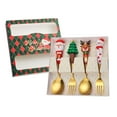 thumbnail image 2 of Mornei 4x Christmas Spoon and Fork Set Cutlery Coffee Spoon Long Handle Stirring Spoons green box, 2 of 9