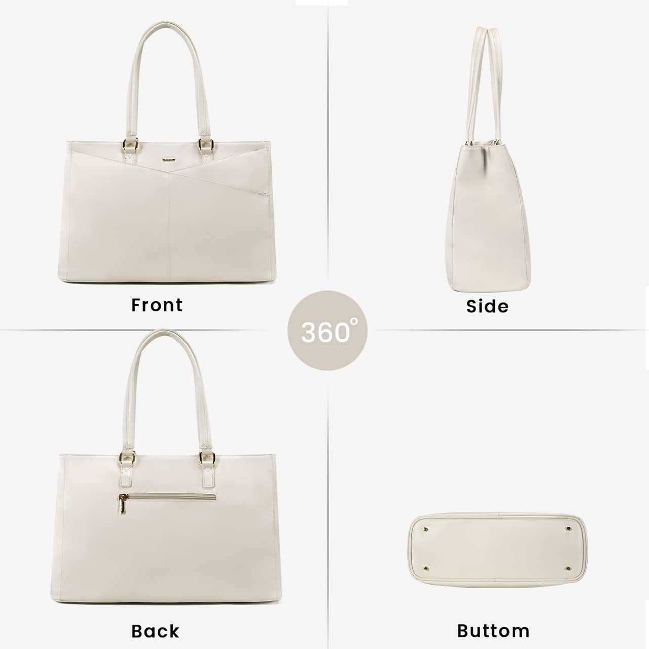 LOVEVOOK Laptop Tote Bag for Women 15.6 Inch Waterproof Leather Computer Bags Business Office Work Briefcase Black