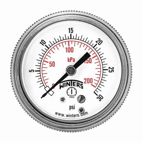 Winters Pressure Gauge,2" Dial Size,Black P9U901403UC