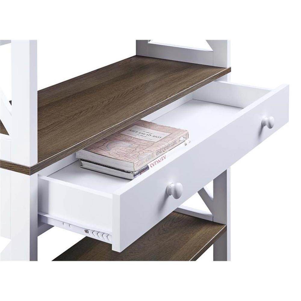 Oxford 4 Tier Bookcase with Drawer, Driftwood and White