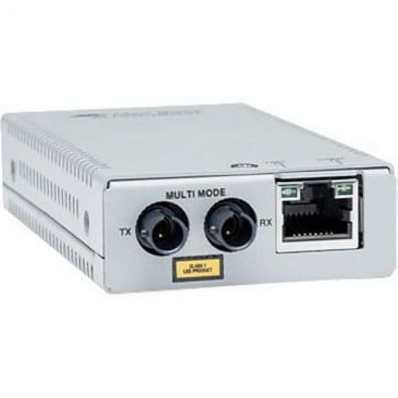 Allied Telesis MMC2000/ST Transceiver/Media Converter - 1 x Network (RJ-45) - 1 x ST Ports - Multi-mode - 850 nm Fiber - Gigabit Ethernet - 10/100/1000Base-T, 1000Base-SX - 0.50 km - AC Adapter - W...