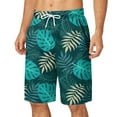 thumbnail image 1 of Owordtank Mens Beach Vacation Bermuda Shorts Drawstring Elastic Waist Flat Front Shorts with Pockets, 1 of 5