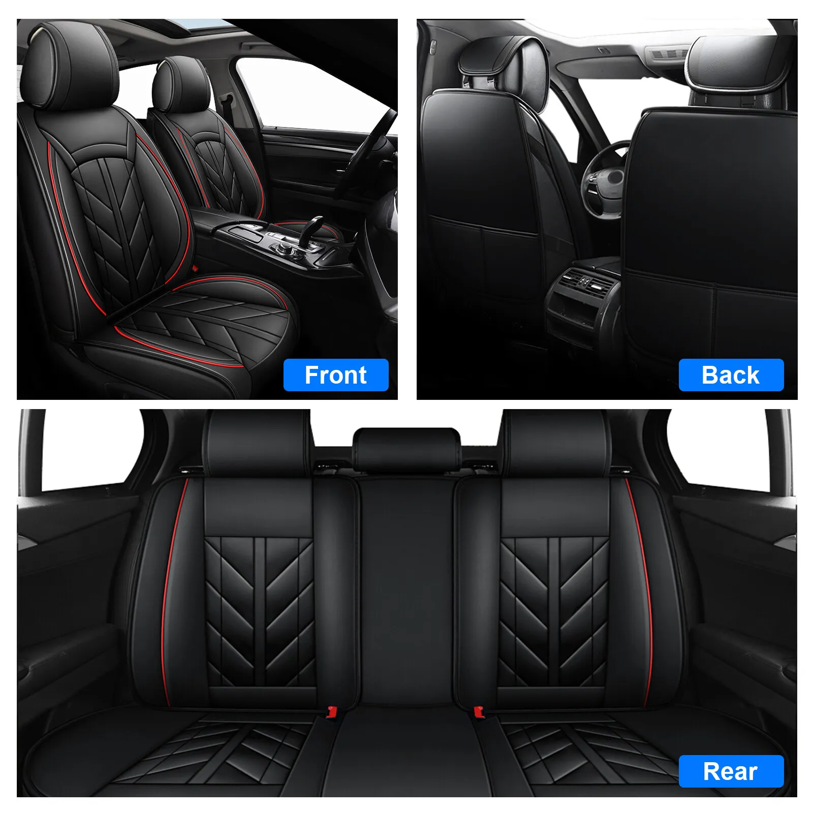 Fit for Subaru WRX Car Seat Covers, Comfortable Leatherette Front Back Seat Cushion Protector Full Set for Forester| Crosstrek| Legacy| Outback Black