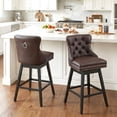 thumbnail image 4 of Fahomiss Swivel Bar Stools Counter Height Set of 2, 26" Faux Leather Kitchen Island Stools with Back, Brown, 4 of 10