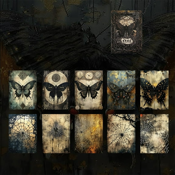 20Pcs Dark Fantasy Scrapbook Paper, Vintage Gothic Journal Ephemera Pack, Junk Journal Supplies for Scrapbooking Kit