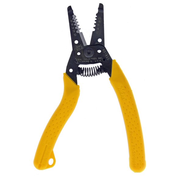 IDEAL Electrical 45-415 Premium Reflex T-5 Stripper - 10-20 AWG, Wire Stripper, Plier Nose, Slide Lock, Textured Grips,Yellow