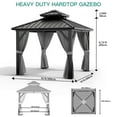 thumbnail image 5 of Luku 10x12FT Outdoor Hardtop Gazebo with Galvanized Iron Roof, Sturdy Aluminum Frame, Netting & Curtains, Wind Snow Resistant Permanent Gazebo for Patio, Lawn, Pool, Deck, 5 of 7