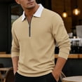 thumbnail image 3 of XIAOCHA Waffle Knit Quarter Zip Polo For Men Oversized Long Sleeve Contrast Collar Polo Tops Comfy Casual Office Wear Polos, 3 of 5