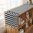thumbnail image 6 of Black Chevron 108 Inch Table Runner, Geometric Grey Print Wavy Striped White Farmhouse Dresser Scarf Cotton & Linen Tablerunner for Dining/Kitchen Island/Holiday Party Décor 13" x 108", 6 of 9