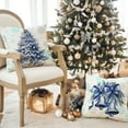 thumbnail image 5 of Winter Snowflake Santa Pillowcases 18x18 Inch Blue Christmas Throw Pillowcases Set of 2 Christmas Winter Holiday Pillowcases Cotton Linen Cushion Covers for Sofa Home Decor, 5 of 7