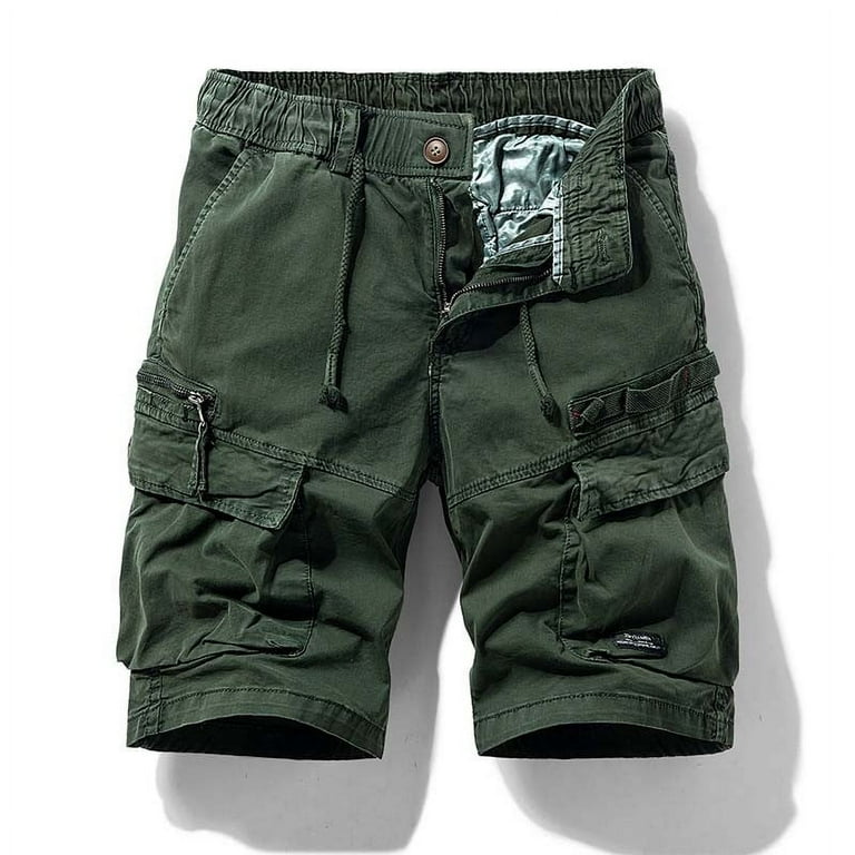 PXEVL Mens Cargo Shorts Size 28 Waist Super Soft Mid Waisted Terry Shorts Slim Resort Wear Gym Shorts with Multi Pockets Army Green 34 Walmart