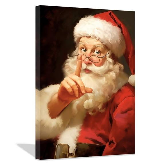 ZHONGYUTONG Santa Claus Face Canvas Wall Art Christmas Painting Prints New Year Poster (12"x18")