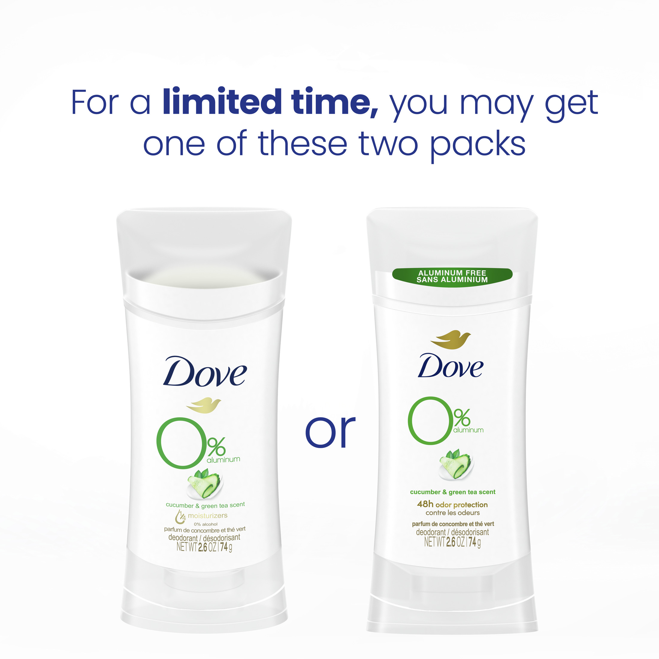 Dove 0% Aluminum Women's Deodorant Stick, Cucumber and Green Tea, 2.6 oz - image 3 of 10