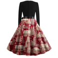 thumbnail image 5 of Christmas Dresses for Women Women's Fashion Round Neck Slim-Fit Christmas Print Long-Sleeved Dress for Christmas Party,Red,5XL, 5 of 6