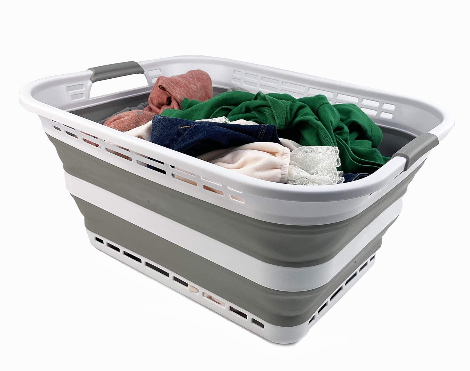 SAMMART 42L (11 gallons) Collapsible Plastic Laundry Hamper/Basket - Foldable Storage Container/Organizer - Portable Laundry Basket - Easy Storage Space Saving