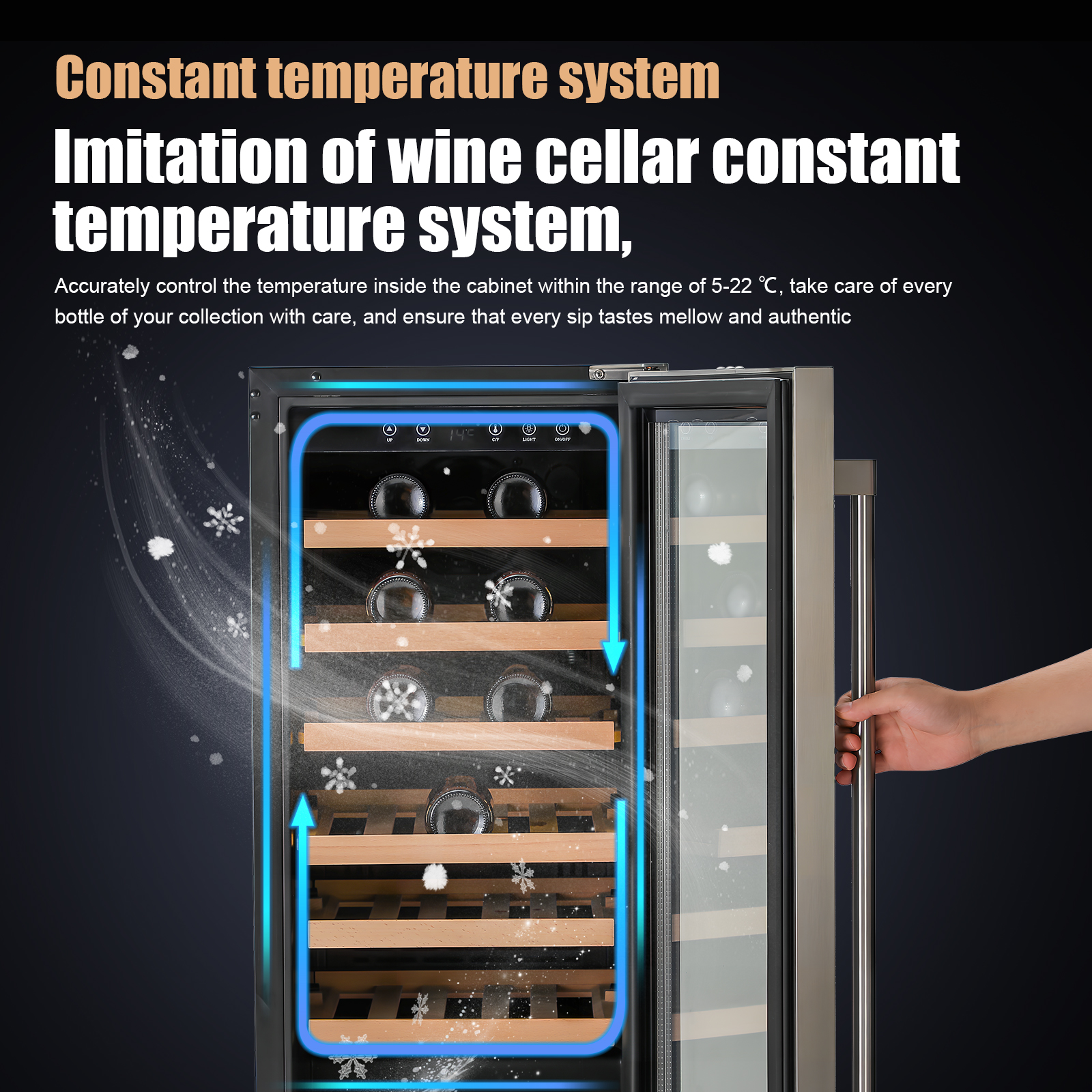 Wine Fridge, 15 inch 33 Bottles 41-65℉ Temperature Touch Control, Built-In/Under Counter/Freestanding Wine Cooler Refrigerator