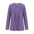 thumbnail image 4 of 2025 New Fashion Plus Size Women Summer Fashion Casual Solid Color V Neck Loose T-shirt Long SleevedTops Blouse Pullover, 4 of 8