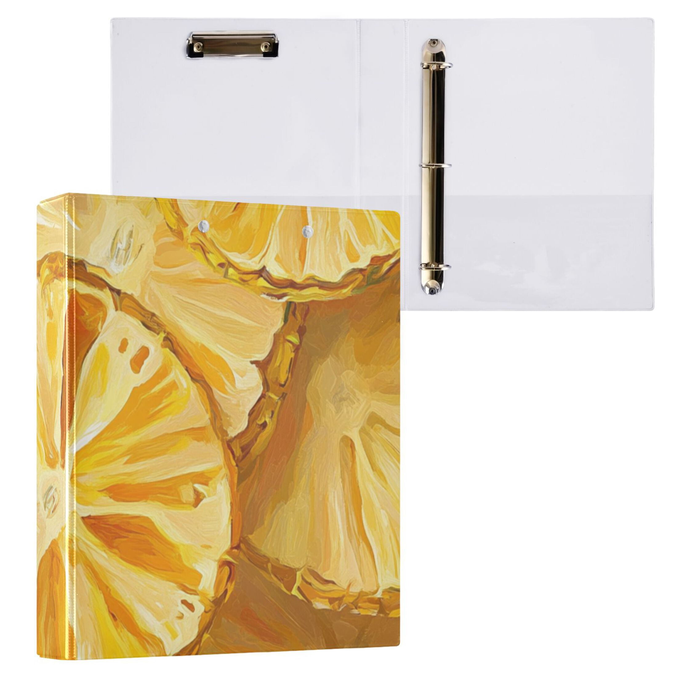Pineapples Watercolor 3 Ring Binders 1.5 inch Hardcover File Folders with Interior Pockets A4 Size Organizer for School Office Hospital