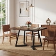 thumbnail image 3 of 31.5 Inch Square Dining Table, Industrial Style Small Kitchen Table With Sturdy Black Metal Base, Space-Saving Dinner Table For 2-4 People, Brown Finish For Rustic Home Decor, 3 of 7