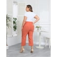 thumbnail image 6 of HDE Plus Size Pull On Capris for Women Dark Coral - 2X, 6 of 6