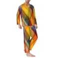 thumbnail image 2 of Hirioo Abstract Watercolors Tartan for Men's Pajama Sets 2 Piece Pjs Men's Long-Sleeved Pajama Set Button Down Sleepwear,S-XXL-Large, 2 of 7