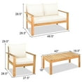 thumbnail image 4 of Costway 4PCS Patio Furniture Set Acacia Wood Thick Cushion Loveseat Sofa Off White, 4 of 9