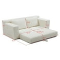 thumbnail image 4 of 2 in 1 Convertible Folding Couch Bed with Storage Pockets, Memory Foam Cloud Sofa with Pull-out Bed, Corduroy Floor Sofa for Apartment Office Living Room, No Assembly Required, Beige, 4 of 9
