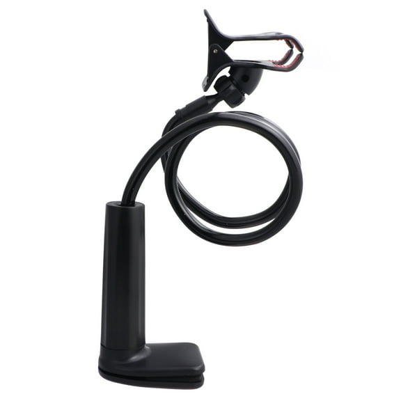 Universal Clip-on Phone Holder for Bedside or Desktop Use Black Alloy and Plastic 1PC