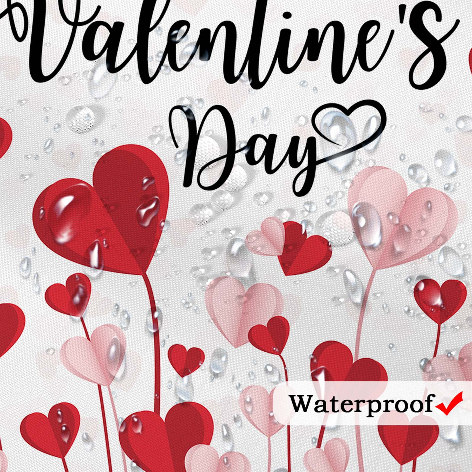 Valentines Shower Curtain, Cute Red Pink Love Heart Romantic Valentine Day Shower Curtain Set for Bathroom, Valentines Day Fabric Shower Curtains Bathtub Decor with Hooks 69X70IN