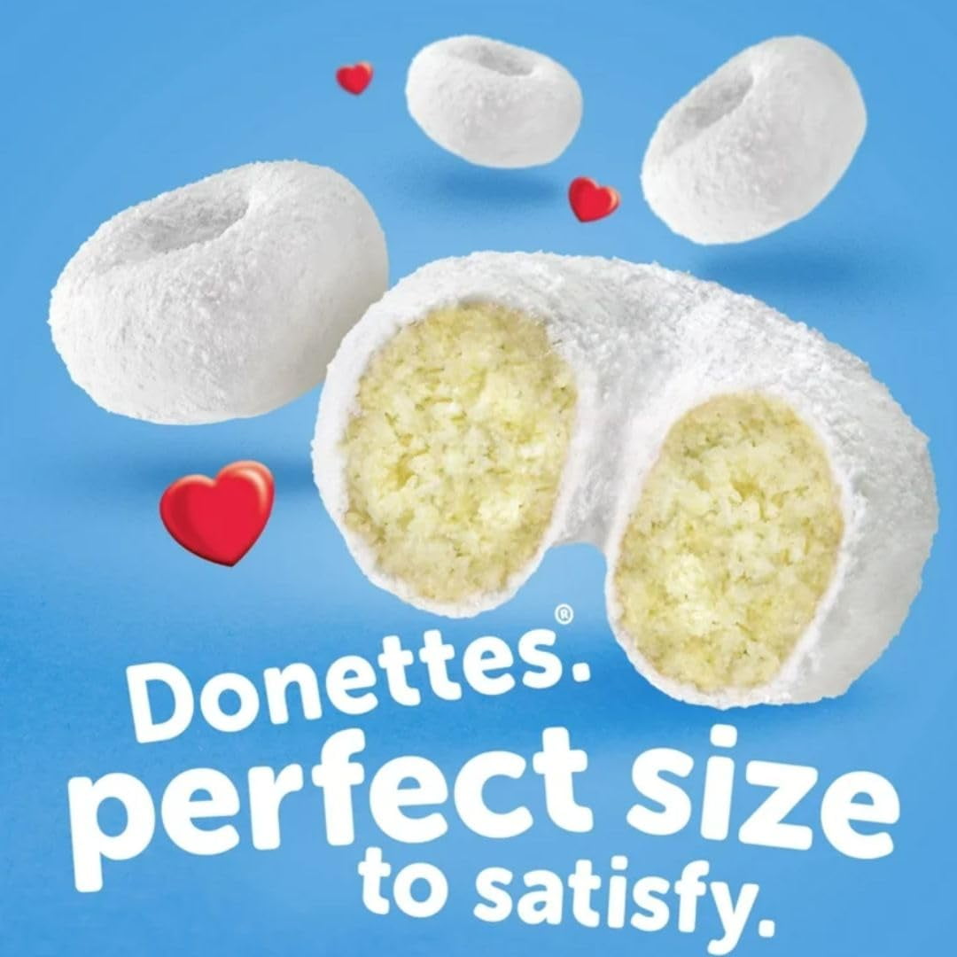 The Snack Store Bundle Hostess Donettes Powdered, 3 Ounce, 2 Boxes of 10 Count (6 Mini Donuts), 120 Total Donettes!