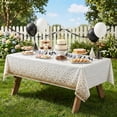 thumbnail image 4 of Plastic Table Cloth Disposable 6 Pack, 54 x 108 Inch, White, Black Dot, for Party Picnic Wedding, 4 of 6